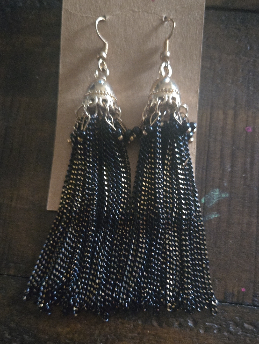 Stylish Black Tassel Drop Earrings